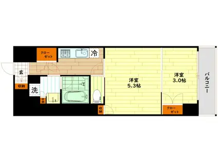 ウエリスアーバン守口(2K/5階)の間取り写真