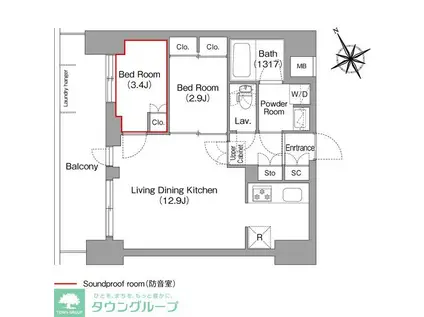 コンフォリア・リヴ平井MUTIO(2LDK/6階)の間取り写真