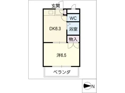 アネックス大幸(1DK/2階)の間取り写真