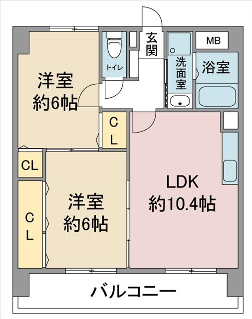 レージュ幸心(2LDK/3階)の間取り写真