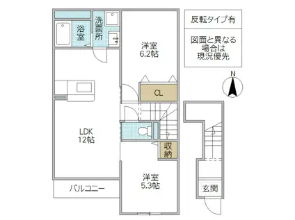 サンノーブル(2LDK/2階)の間取り写真