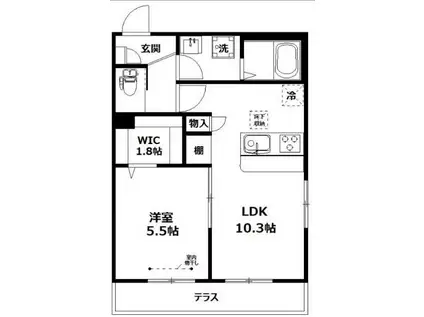 マレ ヴィラージュ(1LDK/1階)の間取り写真