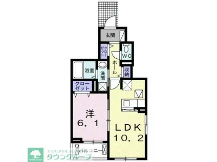 カルム ヴィラージュ(1LDK/1階)の間取り写真