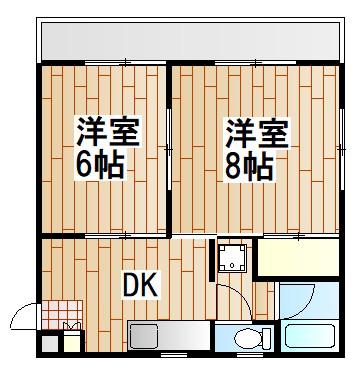 宮川マンション(2DK/4階)の間取り写真