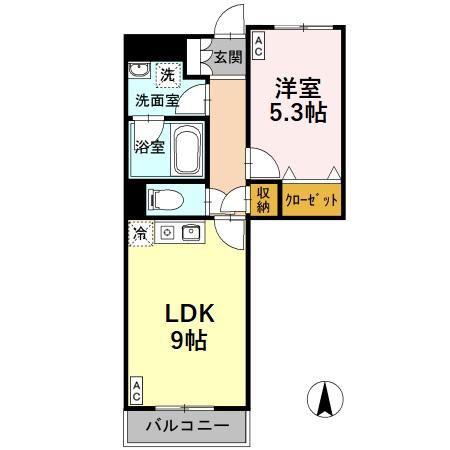 ロータス亀島(1LDK/6階)の間取り写真