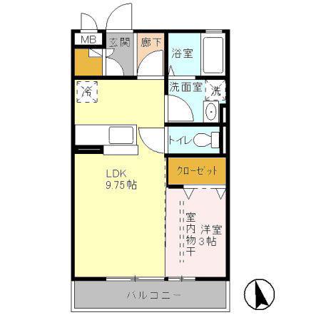 PARK I(1LDK/3階)の間取り写真