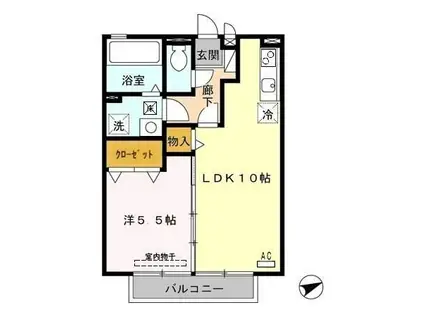 アルペジオ久原B(1LDK/2階)の間取り写真