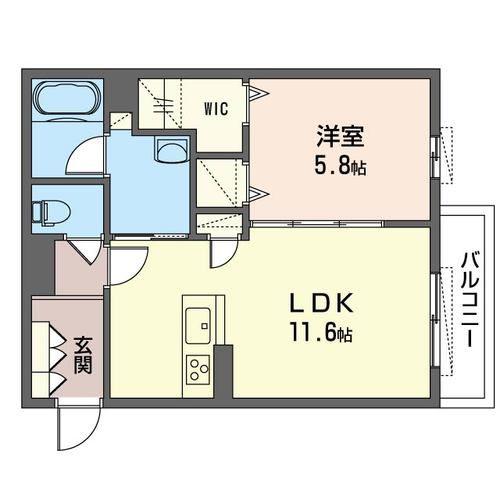 JESMAISON(1LDK/1階)の間取り写真