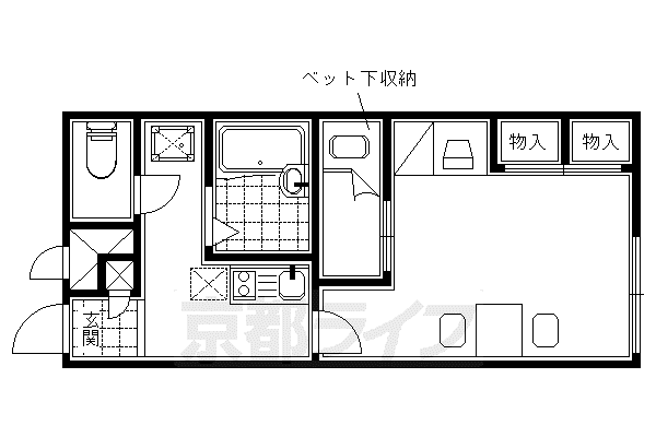 レオパレス伏見(1K/1階)の間取り写真