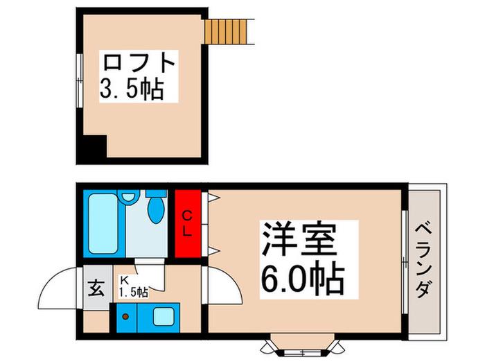 プルミエ弐番館(1K/2階)の間取り写真