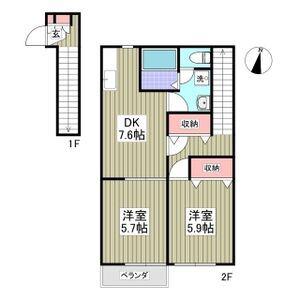 アビタシオンジュネス(2DK/2階)の間取り写真