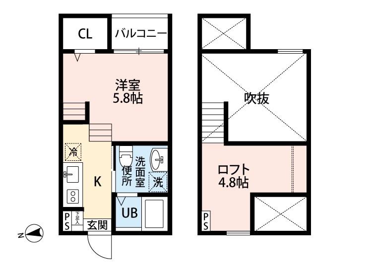 ASTERIA新守山(1K/2階)の間取り写真