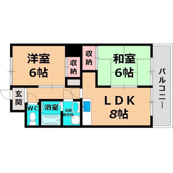 鶴見グリーンコート(2LDK/4階)の間取り写真
