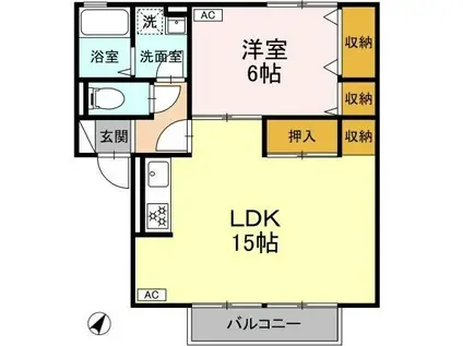 セジュールTOJIKI(1LDK/1階)の間取り写真