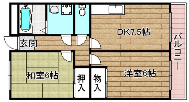 カーサ・ドマーニ(2DK/2階)の間取り写真