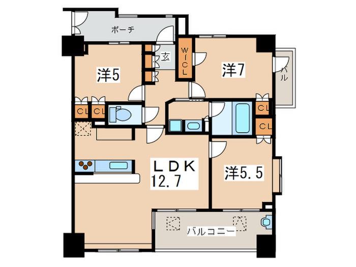 KDXレジデンス町田(3LDK/8階)の間取り写真