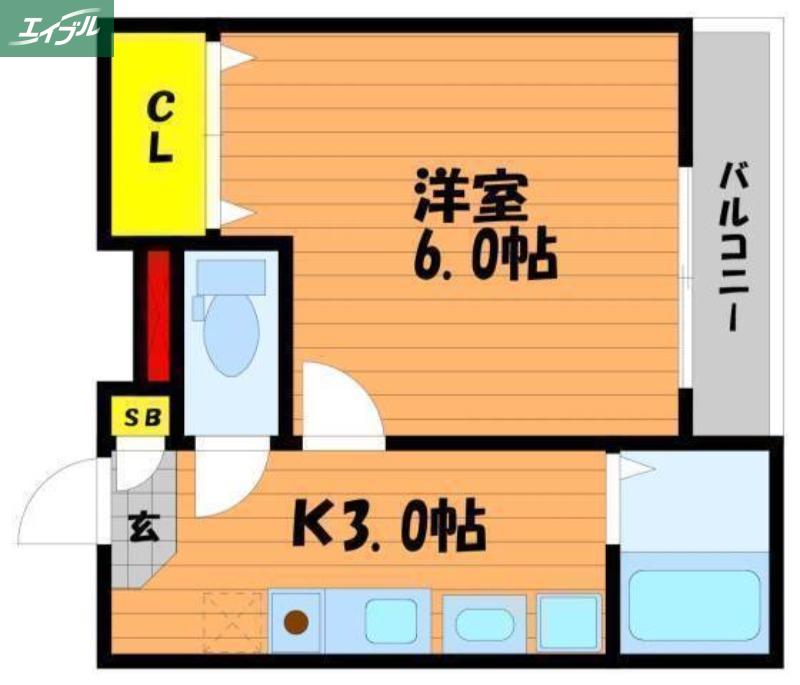 ウェーブレジデンス神田町(1K/1階)の間取り写真