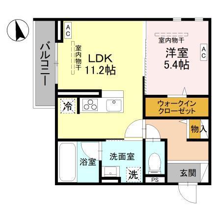 ブルーレインハウス(1LDK/2階)の間取り写真