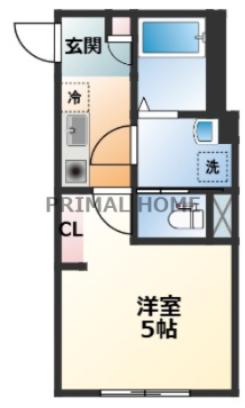 プライム大口(1K/2階)の間取り写真