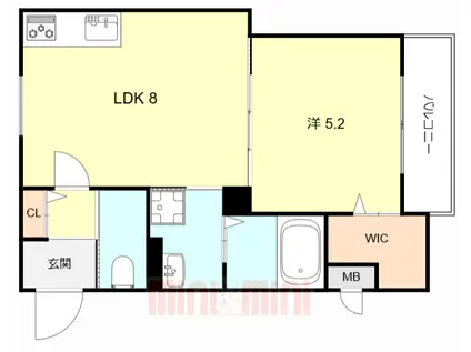 ラモーナ東本町I(1LDK/2階)の間取り写真