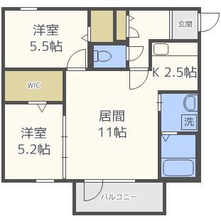 REVE SAPPORO(2LDK/2階)の間取り写真