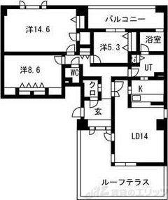 ES-GRANDE江坂公園(3LDK/13階)の間取り写真