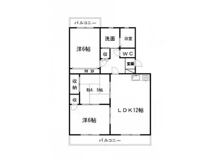 パルジュ幸(3LDK/2階)の間取り写真