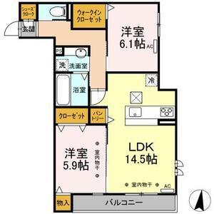 グランロシェ小森(2LDK/1階)の間取り写真