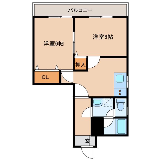 マルイビル(2DK/3階)の間取り写真