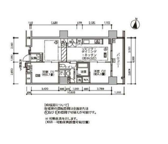 東雲キャナルコートCODAN18号棟(2LDK/8階)の間取り写真