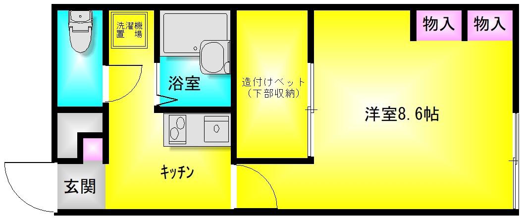 レオパレス竹渕東(1K/2階)の間取り写真