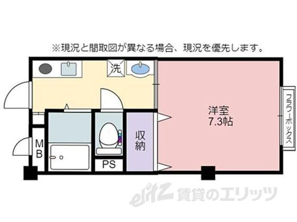 シャトル壱番館(ワンルーム/2階)の間取り写真