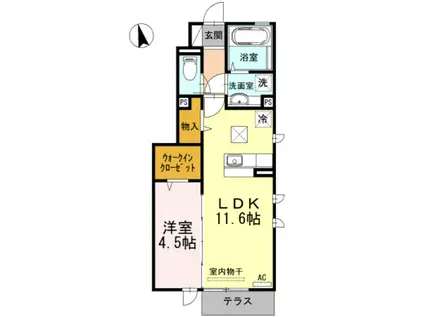 アレセア(1LDK/1階)の間取り写真