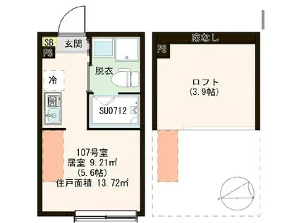 ハーモニーテラス上石神井南町(ワンルーム/1階)の間取り写真