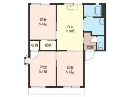 ファミールA(3DK/1階)の間取り写真