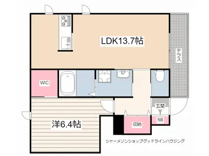 カーサ・ヴェルデA(1LDK/1階)の間取り写真