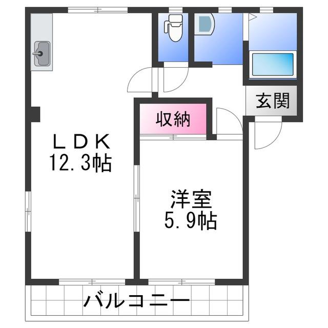 ラ・サルデーヌ(1LDK/2階)の間取り写真