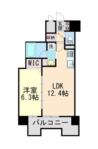エルイソベ三宮(1LDK/6階)の間取り写真
