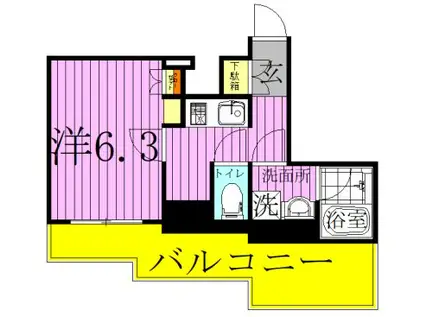 ジュイールパルフェ西新井(1K/5階)の間取り写真