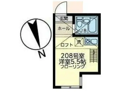 ユナイト南太田ジヴェルニー(ワンルーム/2階)の間取り写真