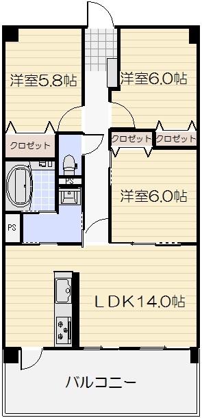 ラ・パティオ(3LDK/3階)の間取り写真
