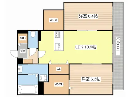 MAISON DE MARINE(2LDK/2階)の間取り写真