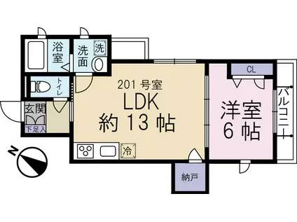 KDRS(1LDK/2階)の間取り写真