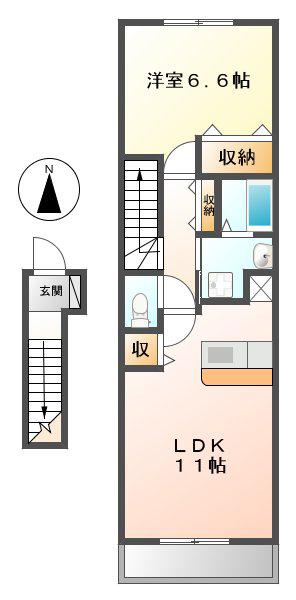 アルバソーレ(1LDK/2階)の間取り写真