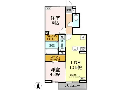 トリシア西石井(2LDK/1階)の間取り写真