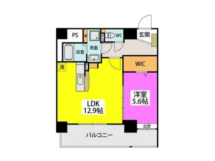 リバーサイド大濠(1LDK/5階)の間取り写真