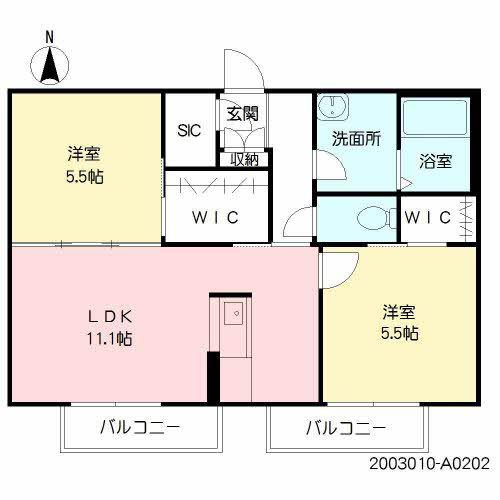 フェリーチェ(2LDK/2階)の間取り写真