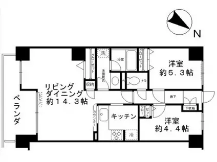 サンヴェール伊勢佐木町(2LDK/9階)の間取り写真