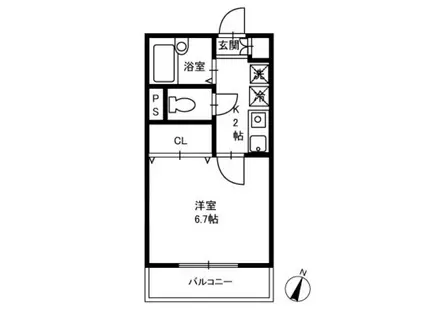 ロングインA(1K/1階)の間取り写真