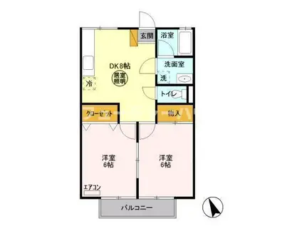 ブライトハイツ(2DK/2階)の間取り写真